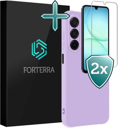 Hoesje Met 2x Screenprotector - Geschikt voor Samsung Galaxy A17 - Sterk & Shockproof - Telefoon Hoes - Back Cover - Siliconen Case - Lila