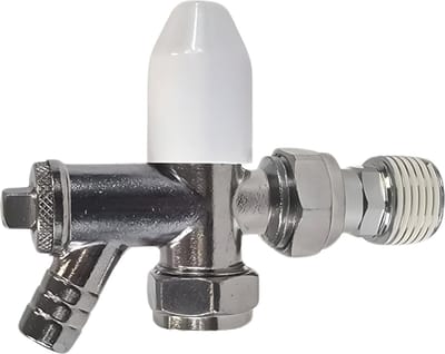 15mm x 1/2" Hoekige Radiator Ventiel met Afvoerklep - Lockshield Radiator Ventiel