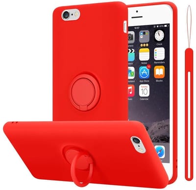 Cadorabo Hoesje geschikt voor Apple iPhone 6 / 6S in LIQUID ROOD - Beschermhoes van flexibel TPU silicone Case Cover met ring
