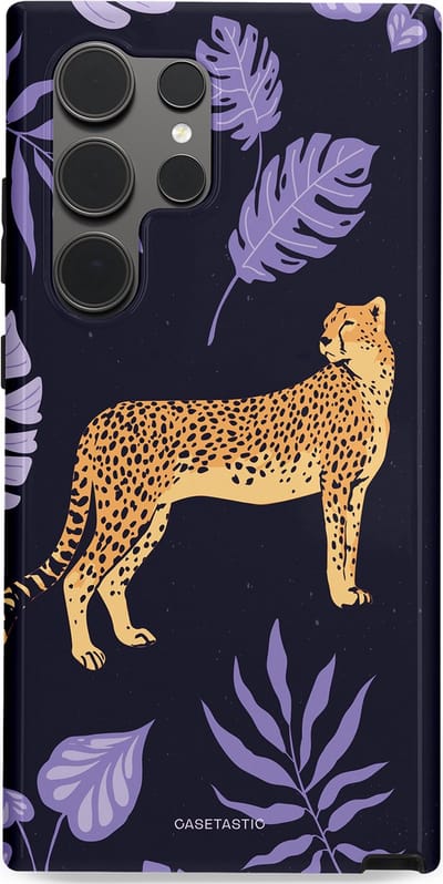 Casetastic Hoesje Geschikt voor Samsung S24 Ultra - Stijlvolle Beschermende Duo-layer Case - Cheetah snelheid