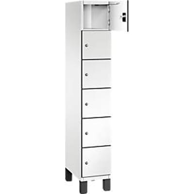 C+P Cambio lockerkast, 1 vak, 6 vakken, op poten, B 300 x D 525 x H 1980 mm, verkeerswit/wit