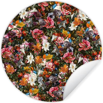 WallCircle® - Behangcirkel 100x100 cm - Muurstickers Bloemen - Vlinder - Design - Kunst - Abstract - Schilderij - Oude meesters - Muurcirkel woonkamer - Wandcirkel slaapkamer - Kamer decoratie zelfklevend - Muurdecoratie accessoires XXL