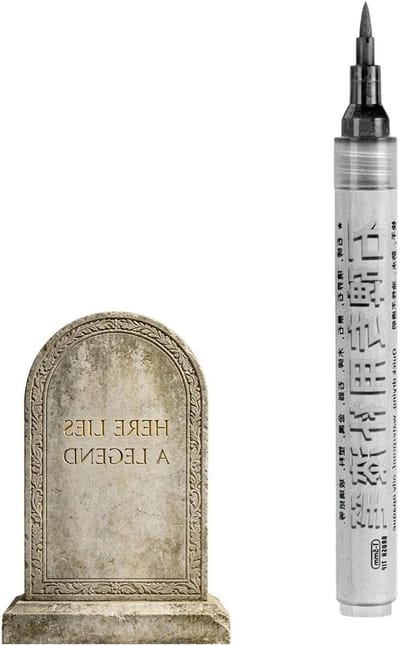 Grafsteen Marker - Verfstift Inscriptie - Tekst Herstellen - Waterdichte Buitenprestaties - 16 cm Lengte - Zwart