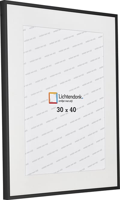 Aluminium Wissellijst Zwart met PASSE-PARTOUT – 30 x 40 Fotomaat – Lijstmaat 40x50 – Professional – Helder Acrylite