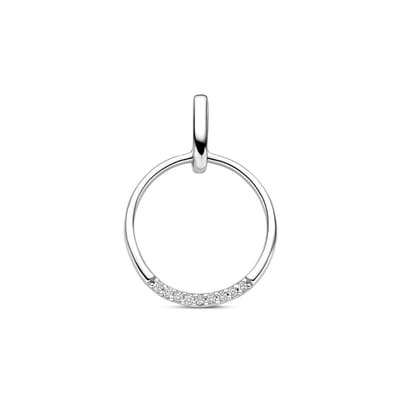 Zilveren gerhodineerde hanger zirkonia 22 mm - 1341702