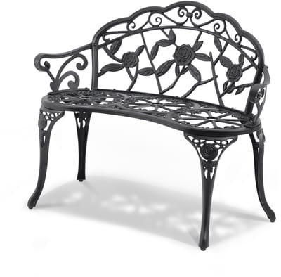 Metalen Tuinbank, 98,5 Cm, 218 Kg Belastbaar, Terraszitje met Rugleuning & Armleuningen, Perfect voor Tuin, Park, Binnenplaats, Veranda