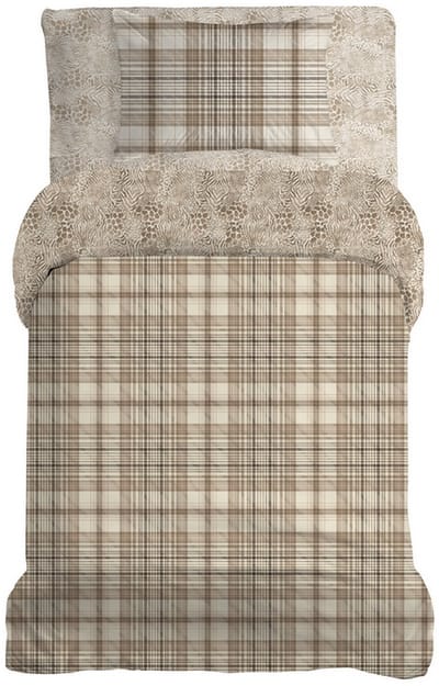 LINNICK Dekbedovertrek Katoen Renforcé Ravel - Beige - Dekbedovertrek 140x200/220cm - 100% Katoen - Eenpersoons - Dekbedovertrekken - Geruit Dekbedovertrek