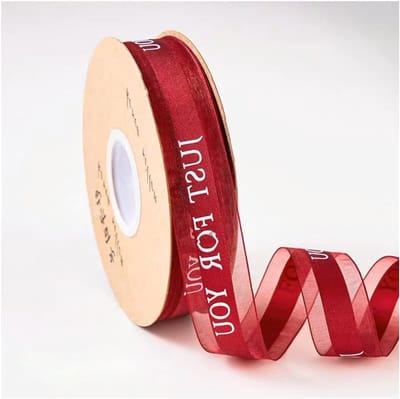 Decoratieve Organza Lint 50 Yard x 25mm - Transparant, Geschikt voor Cadeaus, Bruiloften en Feestjes - Wijnrood Cadeaulint