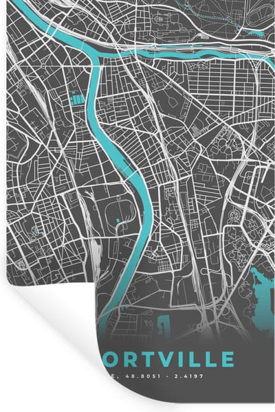 Muurstickers - Sticker Folie - Alfortville - Frankrijk - Plattegrond - Kaart - Stadskaart - 20x30 cm - Plakfolie - Muurstickers Kinderkamer - Zelfklevend Behang - Zelfklevend behangpapier - Stickerfolie