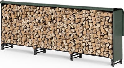 Houtopslag Rek - Hout Opslag - Buiten Opslaan - Inclusief Waterdichtehoes - 300x116x36cm - Groen
