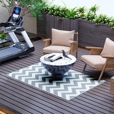 Outsunny Outdoor Teppich 310g/m² PP Hellgrau+Weiß