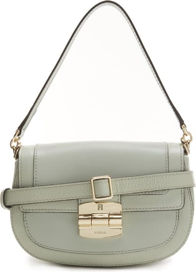 FURLA Leren Schoudertas Club 2 Crossbody Bag Felce Mintgroen