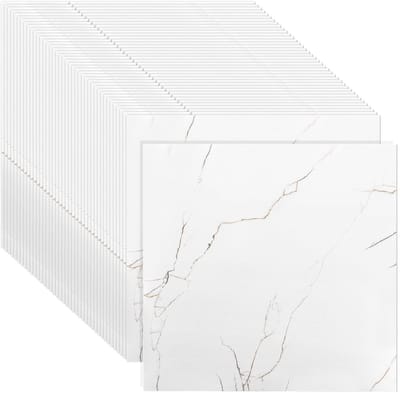 Dailygoods- Vloertegels Zelfklevend - 40 Stuks - 30 x 30 cm - Waterdicht - Antislip - PVC Vloerbedekking - Wit Gemarmerd - Vinylvloer