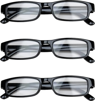 Melleson Eyewear Leesbril Overlijk - Zwart Glanzend - +1.50 - 3 Stuks - Inclusief 3 Hoesjes
