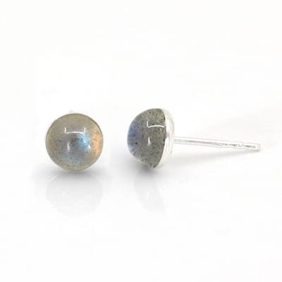 ARLIZI 2490 Oorbellen labradoriet cabochon oorstekers - sterling zilver - 6 mm