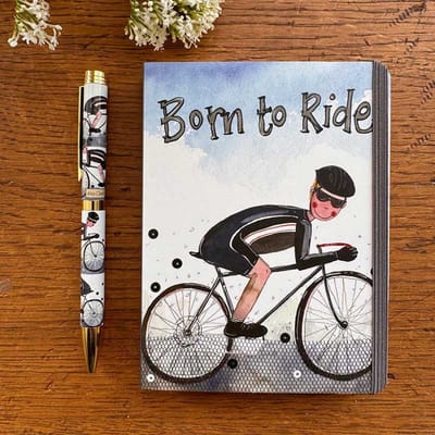 Alex Clark Small Chunky Notebook Born to Ride~ Softcover Notitieboekje Wielrenner