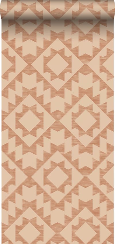 ESTAhome behang Marrakech aztec tapijt terracotta - 53 cm x 10.05 m - 139551