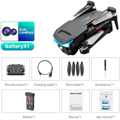 2024 Nieuwe RG107 Pro Drone Obstakelvermijding ESC HD Dual Camera WIFI FPV Drone Afstandsbediening Quadcopter Speelgoed Cadeau 1 battery zwart