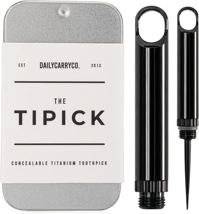 Titanium Tandenstoker - Metalen Stokers - Hygiënisch Tandenpoetsen - Herbruikbaar EDC Ontwerp - Compact Lichtgewicht - Zwart