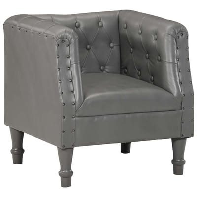vidaXL Fauteuil echt leer grijs