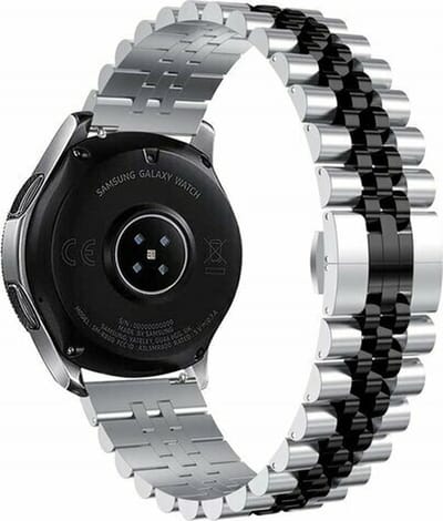 By Qubix - Geschikt voor Garmin bandje - Geschikt voor Garmin Vivomove 3 / HR / Luxe / Sport / Style / Trend - Stalen band - Zilver / zwart - Smartwatch bandje 20mm