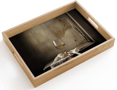 Dienblad hout 40x30 cm - Schootdienblad - Strik - Beige - Witte - Wijn - Borrelplank rechthoek - Plateau dienbladen
