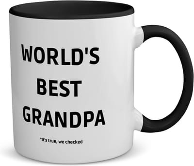Akyol - world's best grandpa it's true we checked koffiemok - theemok - zwart - Opa - werelds beste opa - verjaardag - cadeautje voor opa - opa artikelen - kado - geschenk - 350 ML inhoud