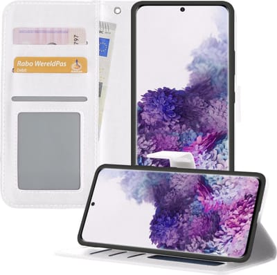 Hoesje - Geschikt voor Samsung Galaxy S20 Plus - Luxe Bookcase - Walletcase Hoes - Portemonnee - Cover - Telefoonhoes - Wit