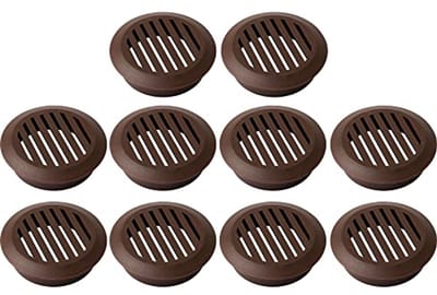 Ronde ventilatieroosters 10 stuks - Diameter 50 mm - Donkerbruin kunststof - Ideaal voor plafond en muur