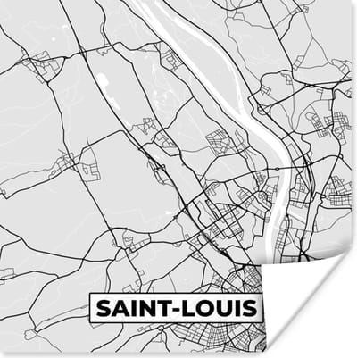 Poster Kaart - Stadskaart - Saint-Louis - Plattegrond - Frankrijk - 100x100 cm XXL