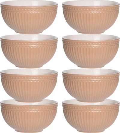 Excellent Houseware Soepkommen/serveer schaaltjes - 8x - Roman Style - D14 x H7 cm - zalm roze