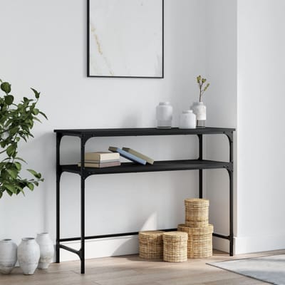 vidaXL - Wandtafel - 100x35,5x75 - cm - bewerkt - hout - zwart