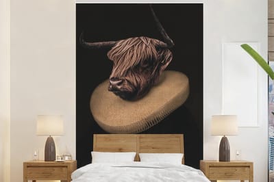 Behang - Fotobehang Oude Meesters - Dieren - Schotse Hooglander - Breedte 145 cm x hoogte 220 cm