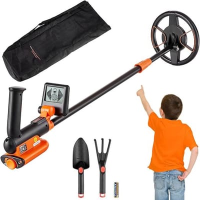 Metaaldetector Voor Kinderen - Metaaldetectors Voor Volwassenen Inclusief Schep, Hark En Draagtas – Waterdichte Metaaldetector Set - Spoel Van 15,2 cm Voor Grotere Diepte