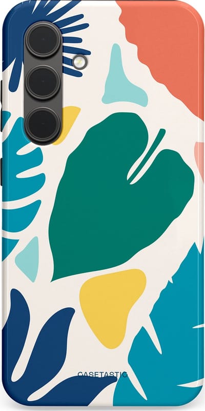Casetastic Hoesje Geschikt voor Samsung S24 - Stijlvolle Beschermende Duo-layer Case - Moderne Kunstbladeren