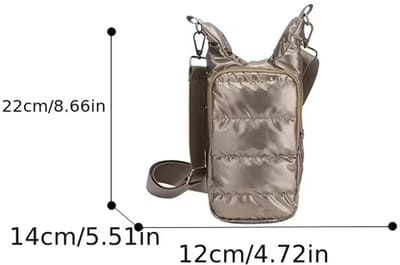 luxe tas voor je flesje en toebehoren - kleur goud - ruim - crosbody - festival - gold- waterfleshouder - sportief - wandelen - wandeltas