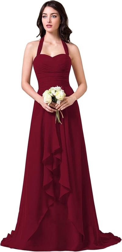 Chiffon Avondjurk Voor Dames met Halterhals - Formele en Feestelijke Gelegenheden