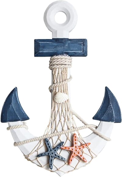 Ankerdecoratie van Hout in Mediterrane Stijl voor Thuis - Nautische Wanddecoratie met Maritiem Thema voor Badkamer en Strand