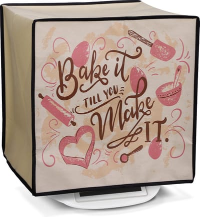 kwmobile Beschermhoes geschikt voor Thermomix Thermomix TM5 / TM6 - Hoes voor keukenmachine in donkerbruin / beige / roze - Bake it till you make it design