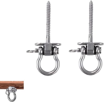Plafondhaakbeugel voor Schommels en Hangmatten - Set van 2 stuks - 180° Draaibare Haak - Zilverwitmetaal - Yoga accessoires - Maximaal Hanggewicht 100 kg