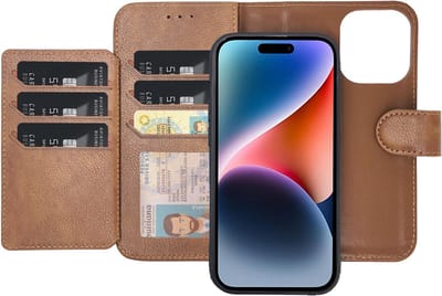 CaseMania Bookcase hoesje geschikt voor iPhone 16 - Effen Bruin - Kunstleer - 2-in-1 Magnetisch Uitneembaar Design