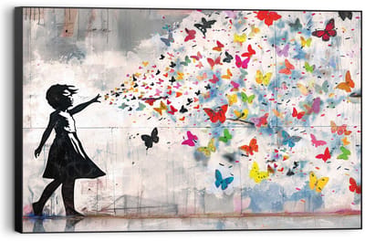 Schilderij Vlindermeisje - 60 x 90 - Hout - REINDERS