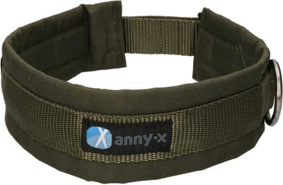 AnnyX Brede Halsband - FUN - Olijfgroen - Gevoerd - maat XXS (2) - 2.5cm breed - Halsomvang vanaf27cm tot 33cm