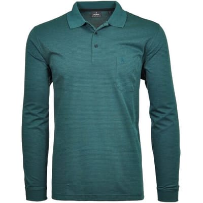 Ragman Softknit Polo Fineline Donker Blauwgroen / male