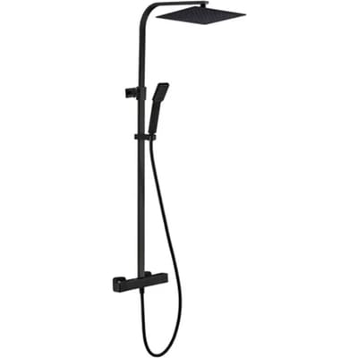 Essebagno Regendouche Quartos - Met Thermostatische Kraan - Zwart - Mat - Vierkant - Met Handdouche - 15cm Hartafstand - 1-straals