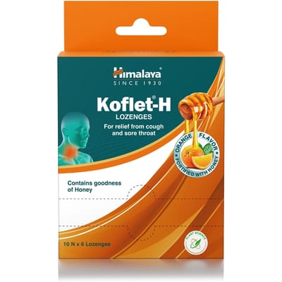 Himalaya Koflet H Kruidenpastilles Sinaasappelsmaak 10x6 Verlichting Bij Hoest Keelpijn Verrijkt Met Honing Niet Slaapverwekkend Verzachtend Kruidensnoep
