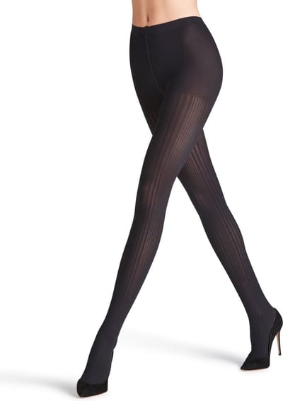 FALKE Prime Rib gedessineerd materiaal ondoorzichtig 60 DEN panty dames zwart - maat XL