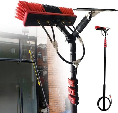 Telescoop Reinigingsset - Raamwisser Set - Hoge Ramen Schoonmaken - Met Watertoevoer - Tot 12 Meter - Zilver