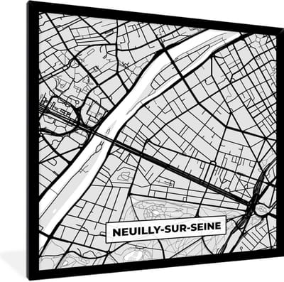 Fotolijst incl. Poster - Frankrijk - Plattegrond - Kaart - Neuilly-sur-Seine - Stadskaart - 40x40 cm - Posterlijst