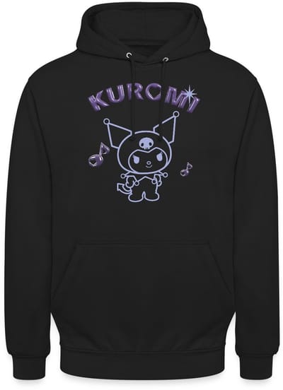 Kuromi Omtrekontwerp Met Paarse Chrome Letters Hoodie Unisex